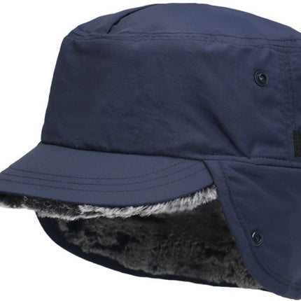 Beanie - Winter hat - Men's winter hat - Winter ear flap hat - with visor - with ear flaps - Ski hat - Cold weather - Trapper hat - Ear warmers Water-repellent outdoor hat - Winter - for outdoor sports, skiing, cycling, hiking, running - blue