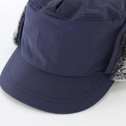 Beanie - Winter hat - Men's winter hat - Winter ear flap hat - with visor - with ear flaps - Ski hat - Cold weather - Trapper hat - Ear warmers Water-repellent outdoor hat - Winter - for outdoor sports, skiing, cycling, hiking, running - blue