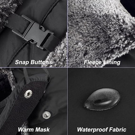 Beanie - men's beanie - Winter beanie - With Ear flaps and Face Mask - Winter Fur - Men's winter hat - Trapper hat - Black Ski Trooper - Snow Cap - Russian hat - Hunter's hat - Winter ear flap beanie - for cold weather - Black
