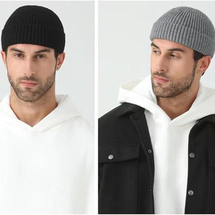3 Pieces - hat - men's hat - Beanie - women's hat - men's beanie - Winter hat - knitted hat - Warm Hats - Cycling hat - Knitted ski hats - Running hats - Ultrawarm - Unisex - short knitted autumn winter warm hat - Yellow, Grey, Black