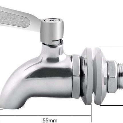 pieces - 16 mm beverage dispenser - Stainless steel beverage dispenser - Tap for keg - beer keg tap - wine tap - replacement tap - for home-brewed keg fermenter, wine, beer, juice dispenser - beverage tap - silver - 63*33*85 mm
