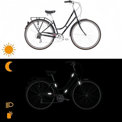 (4 pieces) 12 strips - Night vision stickers - reflective stickers - reflective strips - motorcycle decoration - for visibility in the dark - for bicycle, stroller, buggy, helmet, motorcycle, scooter, toys - 7*1.8 cm and 2.1 cm - black
