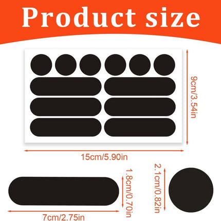 (4 pieces) 12 strips - Night vision stickers - reflective stickers - reflective strips - motorcycle decoration - for visibility in the dark - for bicycle, stroller, buggy, helmet, motorcycle, scooter, toys - 7*1.8 cm and 2.1 cm - black