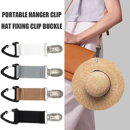 4 Travel Hat Clips - Dust Clips - Hands-Free Hat Holder - Outdoor Bag Accessories - Elastic Hat Clip - For Travel Bags, Backpacks, Wallets, Luggage Bags - Prevent Loss