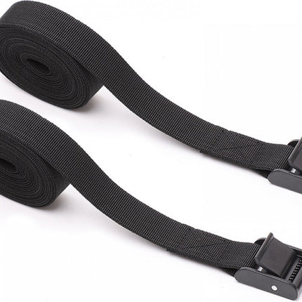 4 pieces - Tension straps - Lashing straps - Fastening straps - 25 MM * 1.5 meters long - Polyester fibers - Black - with buckle - adjustable - for vans, bicycles, trailers, luggage