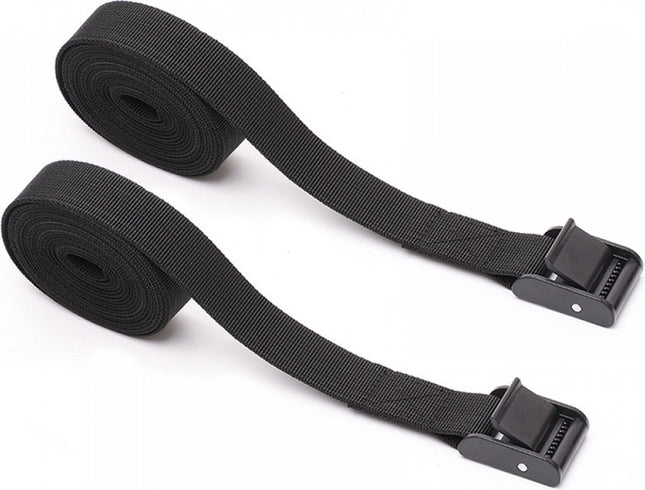 4 pieces - Tension straps - Lashing straps - Fastening straps - 25 MM * 1.5 meters long - Polyester fibers - Black - with buckle - adjustable - for vans, bicycles, trailers, luggage