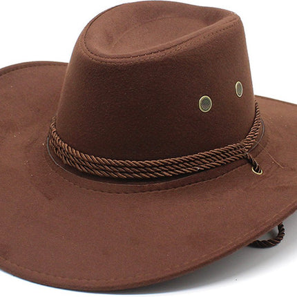 Beanie - Hat - Cowboy Hat - Hunter Hat - Polyester - Brown - 56-58 cm Head Circumference - Unisex - Wide Brim Hat