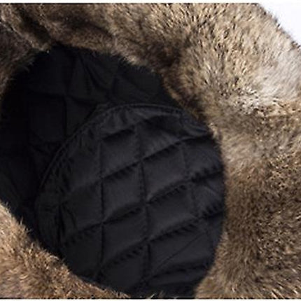 Fur Hat - Unisex - Men's Winter Hat - Women's Fur Hat - Winter Trendy Electric Bicycle Earmuff - Keep Warm - XXL (58-60cm) - Khaki