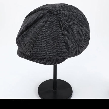 2023 Retro Newsboy Caps Men Octagonal Hats Peaky Blinders Newsbo Black