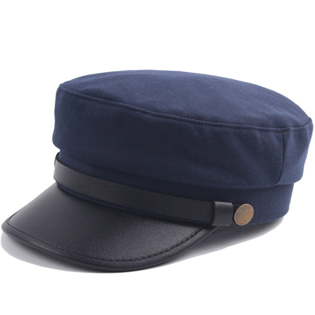 Military Caps Navy Blue Unisex Flat Top Captain Hat for Women Men Spring Autumn Fashion