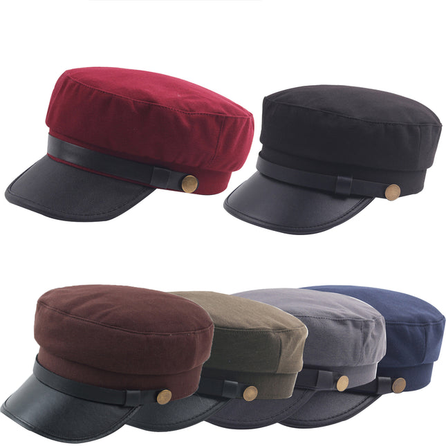 Military Caps Navy Blue Unisex Flat Top Captain Hat for Women Men Spring Autumn Fashion