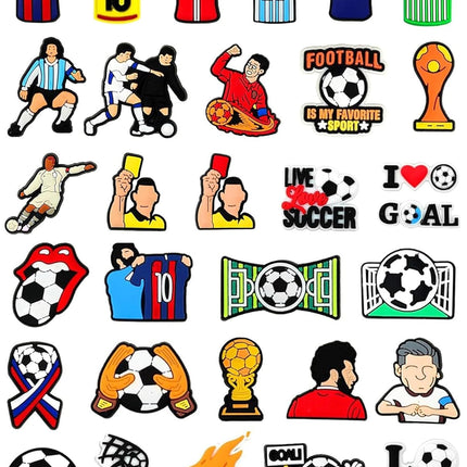 38pcs Soccer Ball Charms for Clog Shoe Decoration, Sports Soccer Football Shoe Charms Accessories Pack,Cute Random Charms