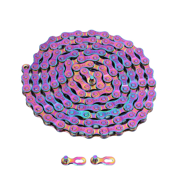 6 7 8 Speed Chain Rainbow Chain, 1/2 X 11/128 Inch 116 Links Lightweight Chain, Mountain Road Chain for Road with 2 Chain Connector