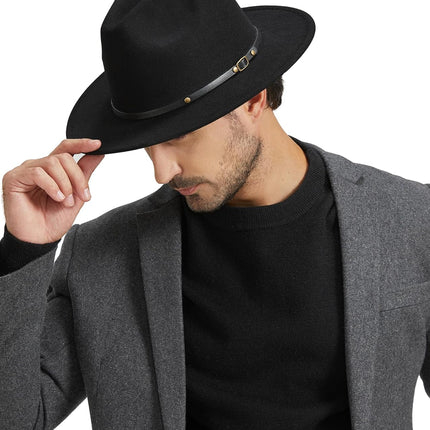 2XL/XL/L Felt Fedora Hats,M/S/XS Wide Brim Dress Hat,Plus Size Warm Panama Hat,Large Brim Jazz Hat for Women Men