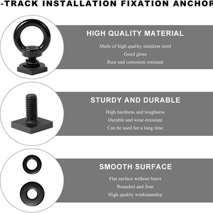 8 PCS T Track Mount Tie Down Anchor for Roof Rack, Heavy Duty 304 Stainless Steel M8 Rings, Bolt Eye Nut Point Kit Holding Bungee Cord Rope Hook 8PCS