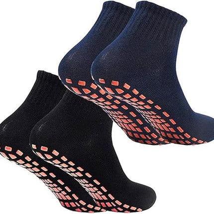 Yoga Socks - 2 Pairs of Non-Slip Socks - Barefoot - Yoga Socks - Non-Slip - Pilates - Home - Socks with Embossed Dots - Black - Navy Blue