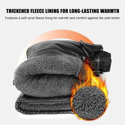 Cycling Gloves - 1 Pair - Extra Padded Cycling Gloves - Warm Gloves - Cycling Gloves - Scooter Gloves - Hand Warmers - Bicycle Accessories - With Reflective Strips - Winter - Windproof - Waterproof （Black）
