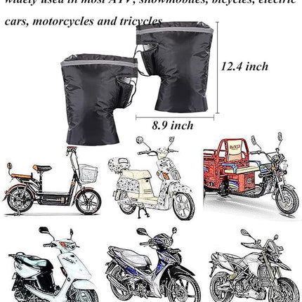 Hand Muffs - Extra Padded Cycling Gloves - Warm Gloves - Cycling Muffs - Scooter Gloves - Hand Warmers - Cycling Accessories - Winter - Windproof - Waterproof - Black
