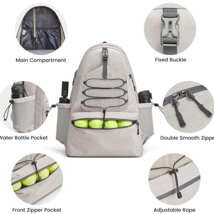 Backpack - Tennis Bag - Sports Bag - Waterproof Racket Bag - Suitable for multiple rackets with shoe compartment - Beige