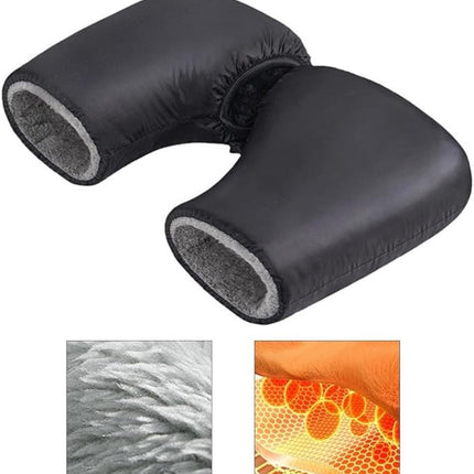 Cycling Gloves - Extra Padded Cycling Gloves - Waterproof Gloves - Warm Gloves - Cycling Gloves - Scooter Gloves - Hand Warmers - Bicycle Accessories - With Reflective Strips - Winter - Windproof （Black）