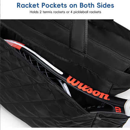 Backpack - Tennis bag - Handbag - Sports bag - Waterproof racket bag - Suitable for multiple rackets with shoe compartment - Black
