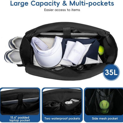 Backpack - Tennis Bag - Handbag - Sports Bag - Waterproof Racket Bag - Suitable for multiple rackets with shoe compartment - Beige