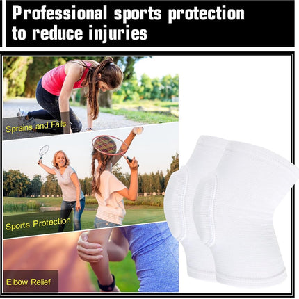 Elbow Pads - 1 Pair Arm Support Fitness Arm Knee Pads - Breathable Anti-Impact Sponge Elbow Pads - Suitable for Basketball, Football, Tandem Elbow Pads, Volleyball, White