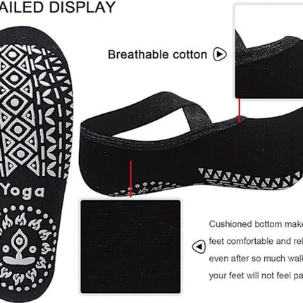 4 pairs of socks - yoga socks - non-slip socks - floor socks - yoga sports socks - one size fits all - suitable for ballet, dance, sports - red, blue, black, gray
