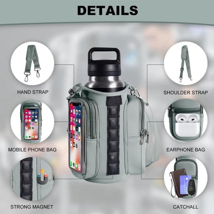 Magnetic Sports Bag with Adjustable Shoulder Strap - Includes Water Bottle Holder and Pocket - for Sports, Workouts, Travel & Work（Gray）