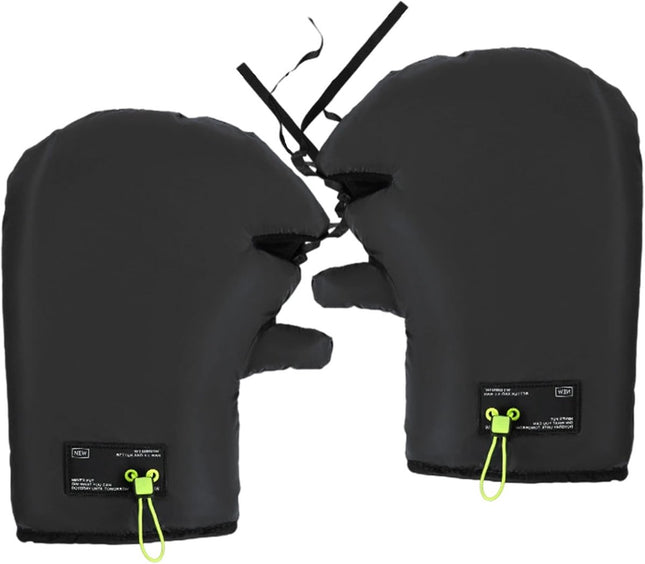 Cycling Gloves - Extra Padded Cycling Gloves - Warm Gloves - Cycling Gloves - Scooter Gloves - Hand Warmers - Cycling Accessories - With Reflective Strips - Winter - Windproof - Waterproof （Black）