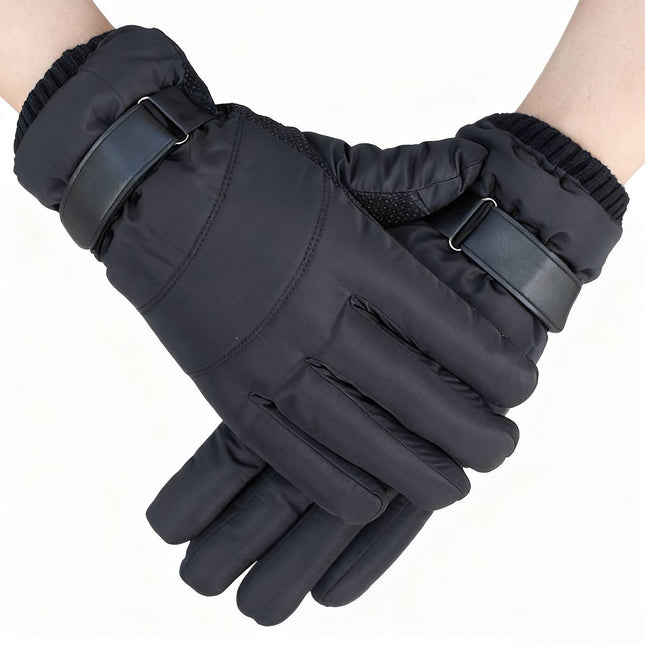 Winter cycling gloves - Men's gloves (1 pair) - Winter gloves - Cycling gloves - Warm and insulated - Waterproof - Outdoor ski gloves - Black