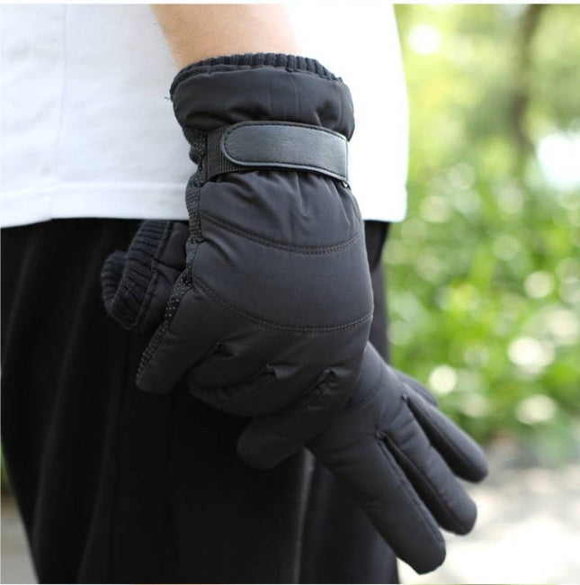 Winter cycling gloves - Men's gloves (1 pair) - Winter gloves - Cycling gloves - Warm and insulated - Waterproof - Outdoor ski gloves - Black