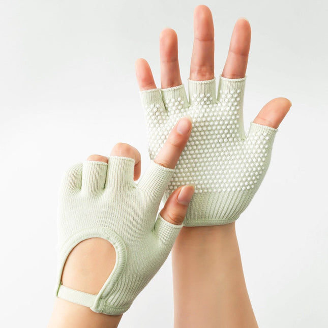 Gloves - Sports Gloves - Yoga Gloves - Fingerless Gloves - Non-slip Gloves - Unisex - Suitable for Gym and Home Workouts (Vegetable)