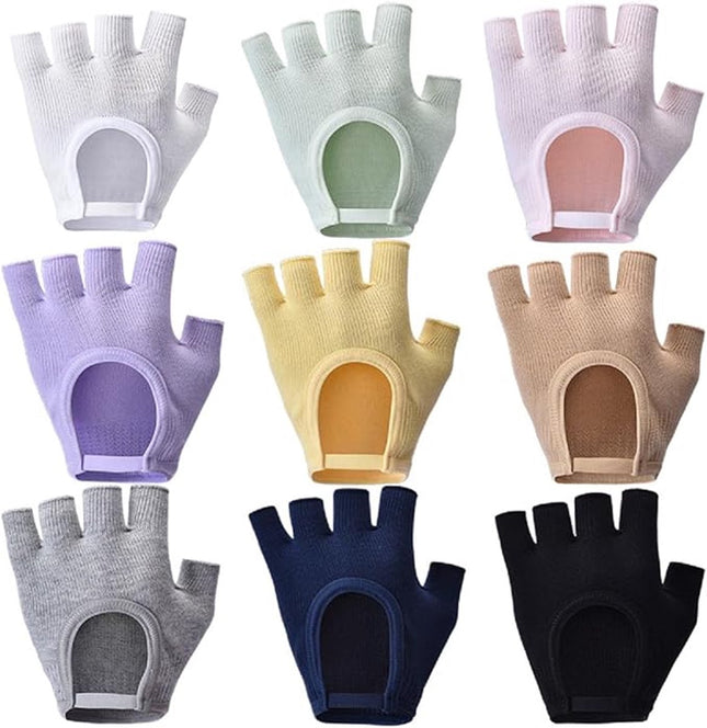 Gloves - Sports Gloves - Yoga Gloves - Fingerless Gloves - Non-slip Gloves - Unisex - Suitable for Gym and Home Workouts (Vegetable)