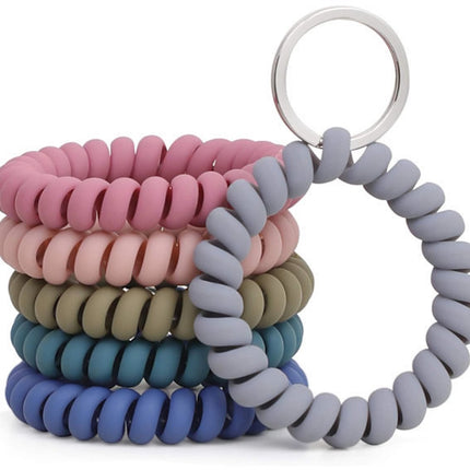 Elastic Bracelet Keychain - Flexible Spiral Bracelet Keychain - For Sauna, Gym, Swimming Pool, ID Card & Outdoor Sports 6-Pack