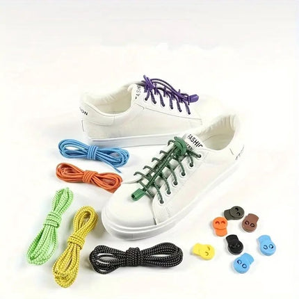 Sneaker Laces 120CM suitable for Sneakers - Elastic laces without a tie - Suitable for students and adults - With strong buckle and quick-release function (White)