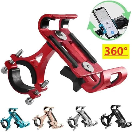 Phone holder for bicycle and motorcycle - Universal phone holder - 360° rotatable and tiltable - Bicycle accessories - Red