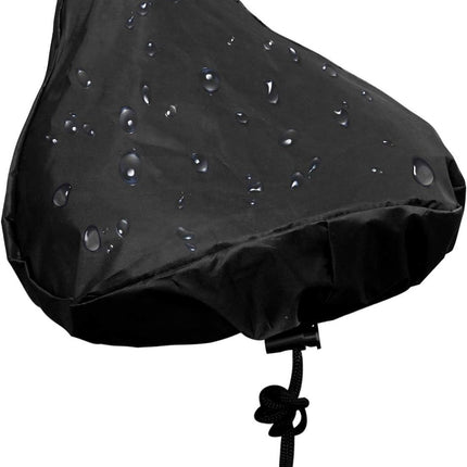 Waterproof Bicycle Saddle Cover with Drawstring - Black - Universal Size 24x27 cm - Protects Against Rain & Dirt