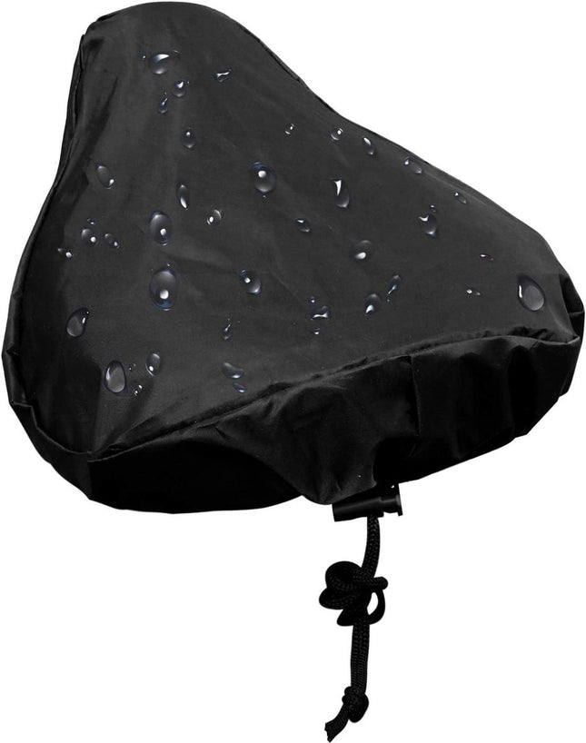 Waterproof Bicycle Saddle Cover with Drawstring - Black - Universal Size 24x27 cm - Protects Against Rain & Dirt