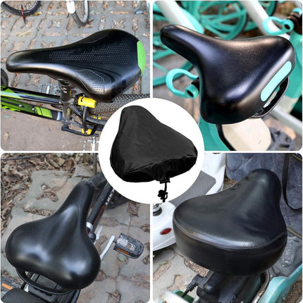 Waterproof Bicycle Saddle Cover with Drawstring - Black - Universal Size 24x27 cm - Protects Against Rain & Dirt