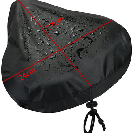 Waterproof Bicycle Saddle Cover with Drawstring - Black - Universal Size 24x27 cm - Protects Against Rain & Dirt