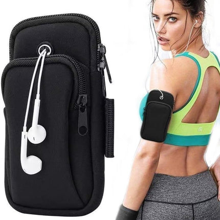 Running Armband - Phone Armband - Wearable Phone Armband - With Earphone Hole and Phone Pocket for Running - Armband for Fitness and Cycling (Black)