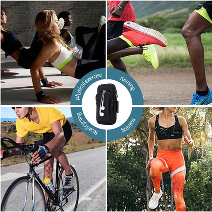 Running Armband - Phone Armband - Wearable Phone Armband - With Earphone Hole and Phone Pocket for Running - Armband for Fitness and Cycling (Black)