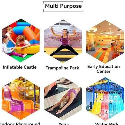 6 pairs - with anti-slip granules - trampoline socks for the playground - anti-slip floor socks (black + heather grey + lotus root powder + khaki + purple + blue)