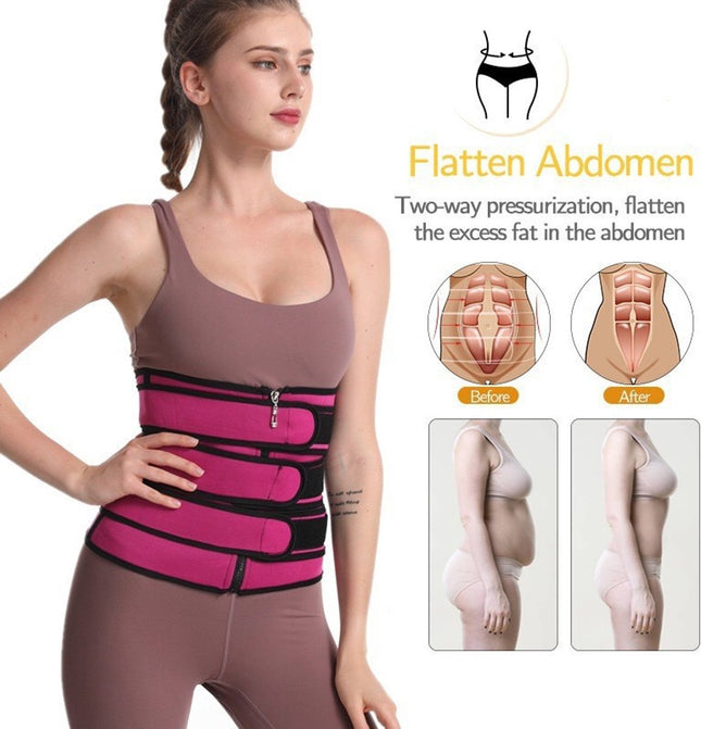 Women Sweat Reducer Training Belt - Sweatband - Waist Trainer - Slimming Belly Band - 3-Row Closure & Breathable Material - Extended Sizes (S to 6XL) - Black, 5XL