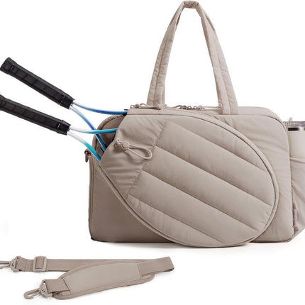 Tennis Bag - Tennis Backpack - 42L with Shoe Compartment - Sports Bag - Waterproof Racket Bag - Protective Racket Compartment - Portable as a Shoulder Bag - Camel