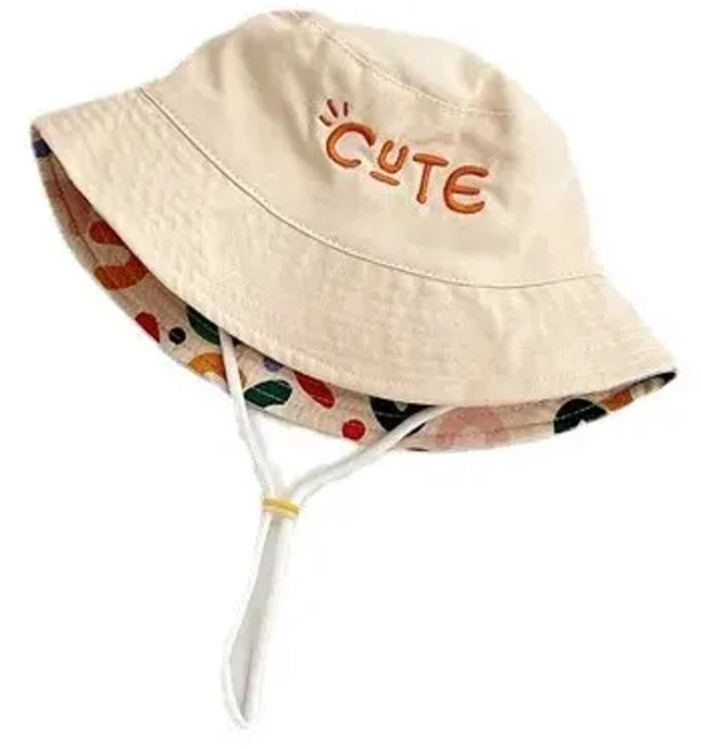 Baby Hat - Reversible Summer Hat - Summer Hat with Embroidered Letters - Size 48