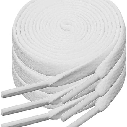 White flat laces - suitable for sports shoes, etc. White 120 cm 3 pairs