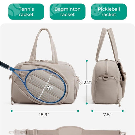 Tennis Bag - Tennis Backpack - 42L with Shoe Compartment - Sports Bag - Waterproof Racket Bag - Protective Racket Compartment - Portable as a Shoulder Bag - Gray