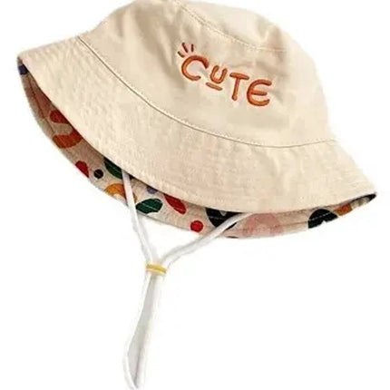 Baby Hat - Reversible Summer Hat - Summer Hat with Embroidered Letters - Size 52